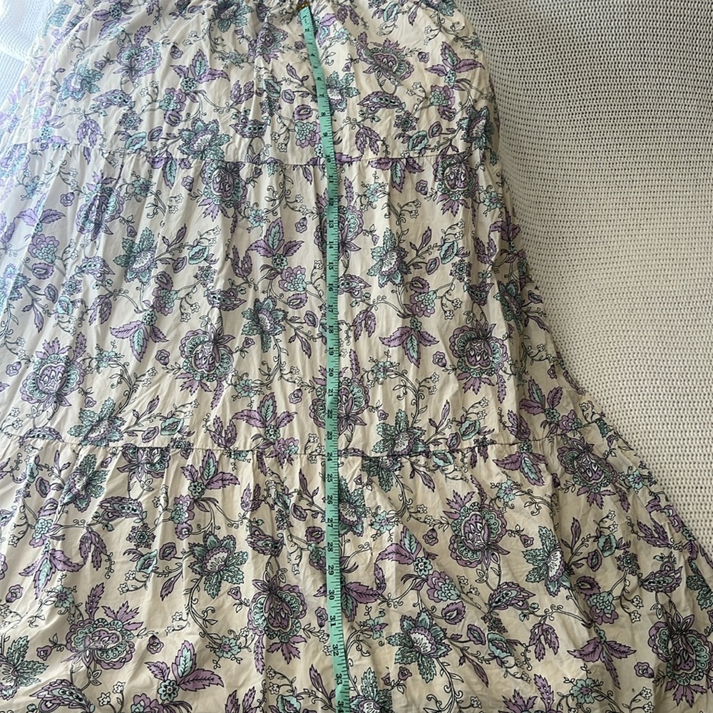 Floral Sun Dress Cream,Lavender & Light Blue Cotton Maxi Dress Tiers NWOT sz20 - Picture 4 of 15